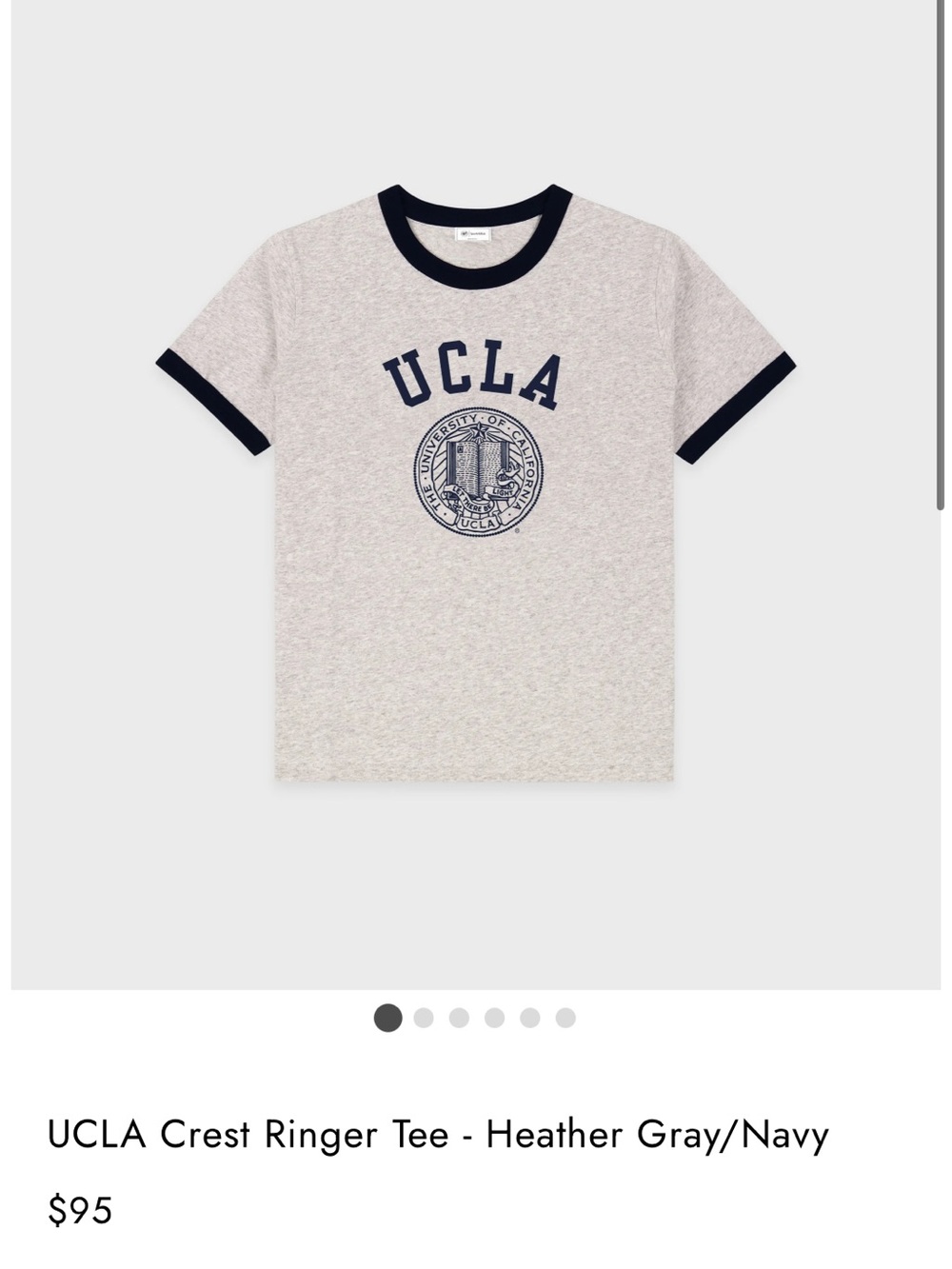 Sporty and Rich NEW Crest Ringer Tee - Heather Gray/Navy